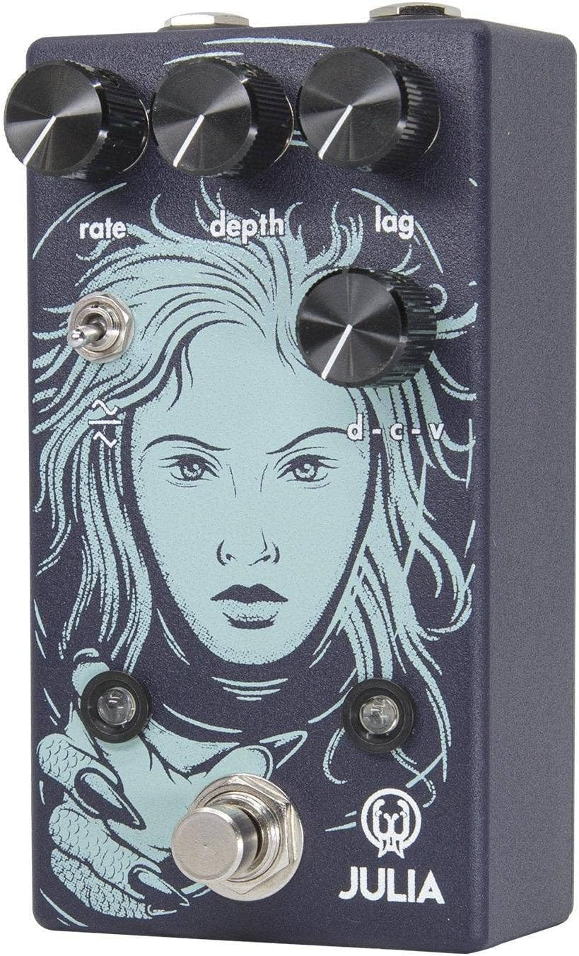 Walrus Audio Julia V2 analog chorus and vibrato effects pedal with control knobs and input/output jacks visible in the image.