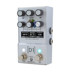 Walrus Audio Mako Series MKII D1 high-fidelity delay effects pedal with knobs and footswitch, black and silver finish.