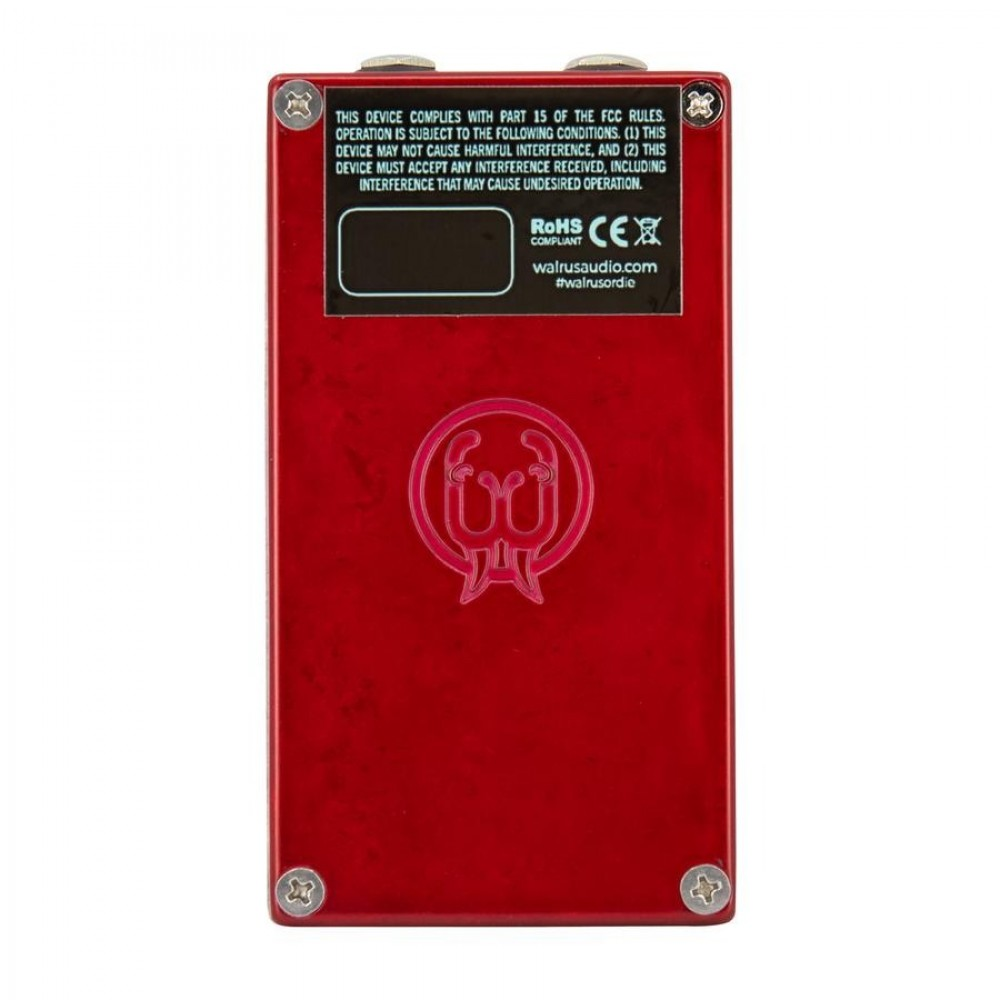 Walrus Audio Eras Five State Distortion Effects Pedal showing control knobs and input/output jacks on a black pedal.