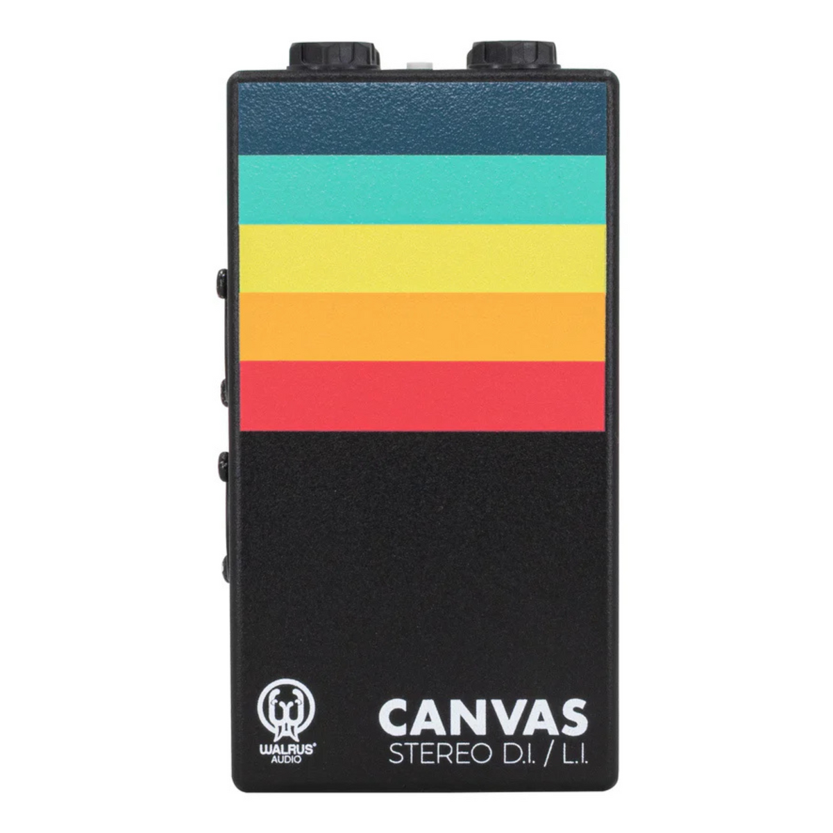Walrus Audio Canvas stereo dual line isolator and D.I. box for effects pedals, with input and output jacks on a compact unit.