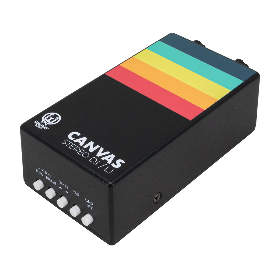 Walrus Audio Canvas stereo dual line isolator and D.I. box for effects pedals, with input and output jacks and compact design.