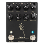 Walrus Audio Fable granular soundscape effects pedal in black, showing controls and sleek design for ambient sound creation.