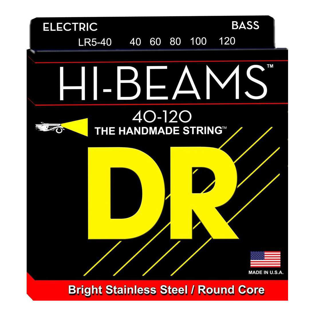 DR Strings LR5-40 Hi-Beam Stainless Steel 5-String Light 40-120 Bass Guitar String Set