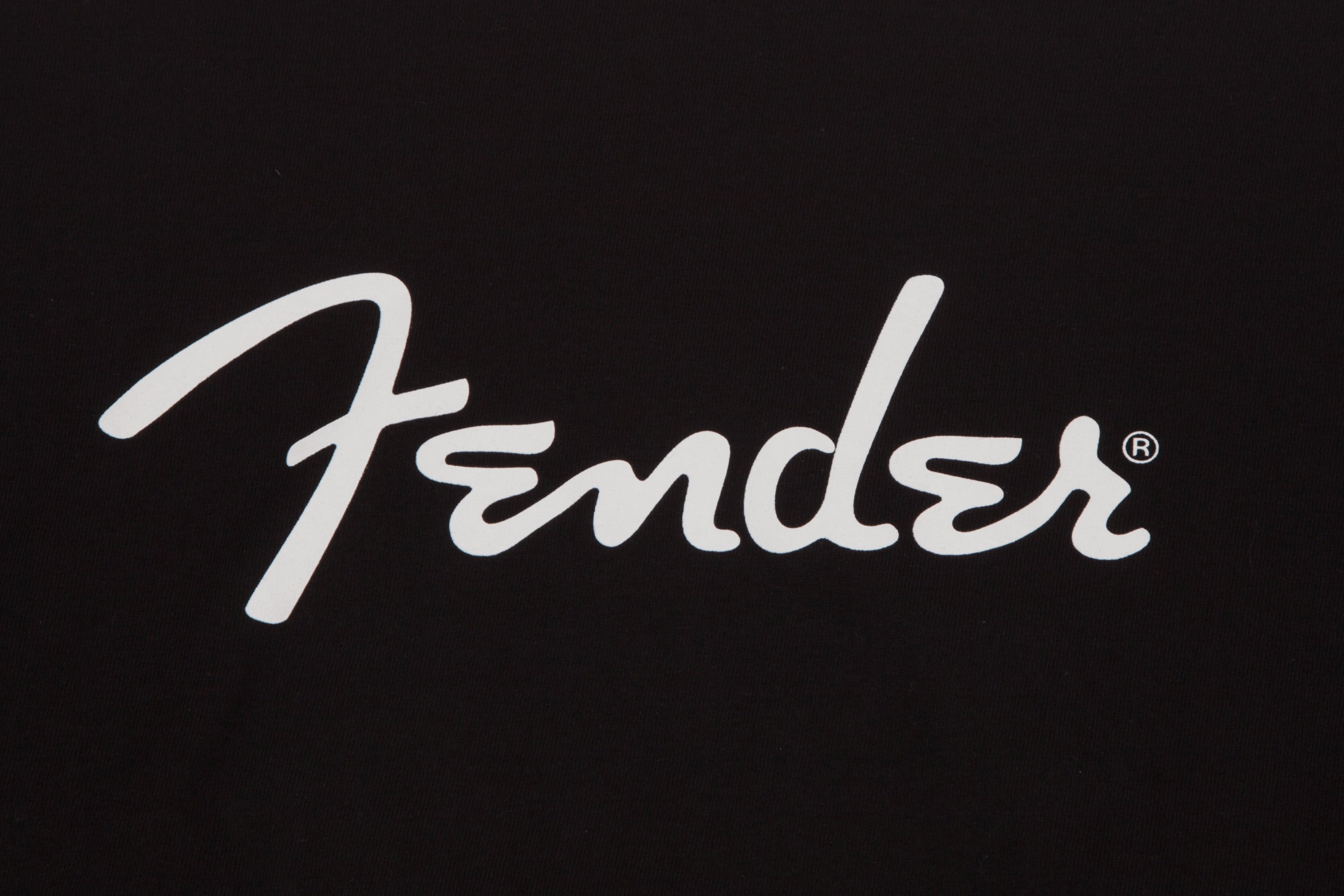 Black Fender Spaghetti Logo T-Shirt for guitar enthusiasts, featuring the iconic Fender logo in a stylish design.