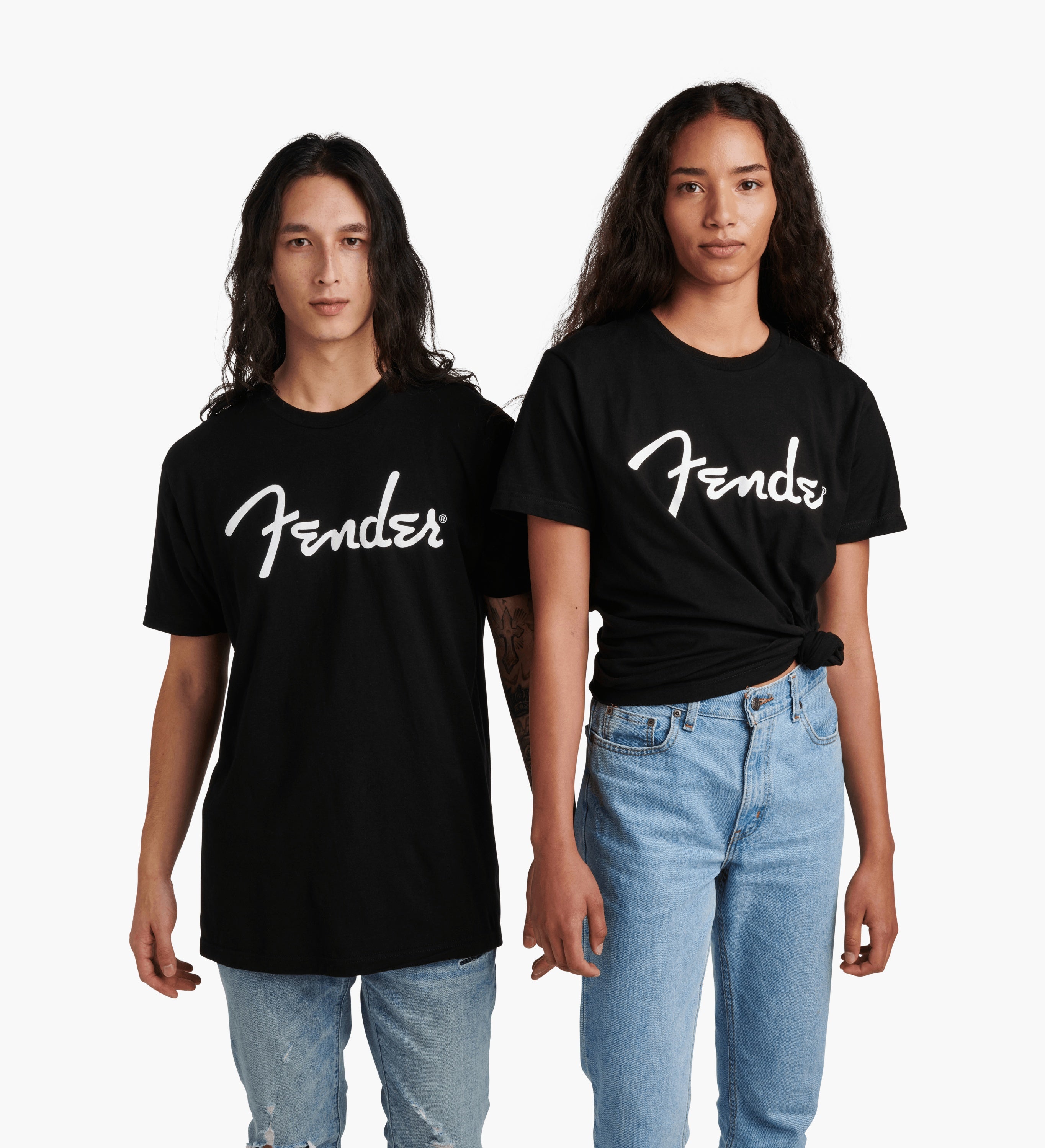 Black Fender Spaghetti Logo T-Shirt with guitar graphic, small size, made by Fender, featuring iconic musical design.