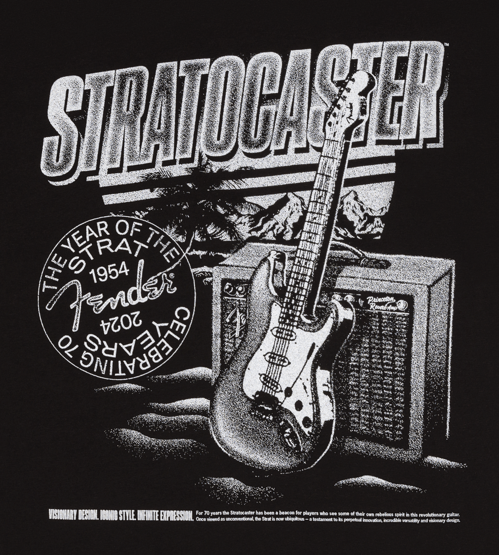 Fender Stratocaster 70th Anniversary T-Shirt - Black (L)