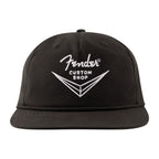 Black Fender Custom Shop Logo Hat with guitar-themed design, one size fits all, featuring the Fender brand logo.