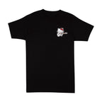 Fender Hello Kitty Sm Front Hit Logo Tee in black, men's size M, casual graphic T-shirt with Hello Kitty design and Fender branding.