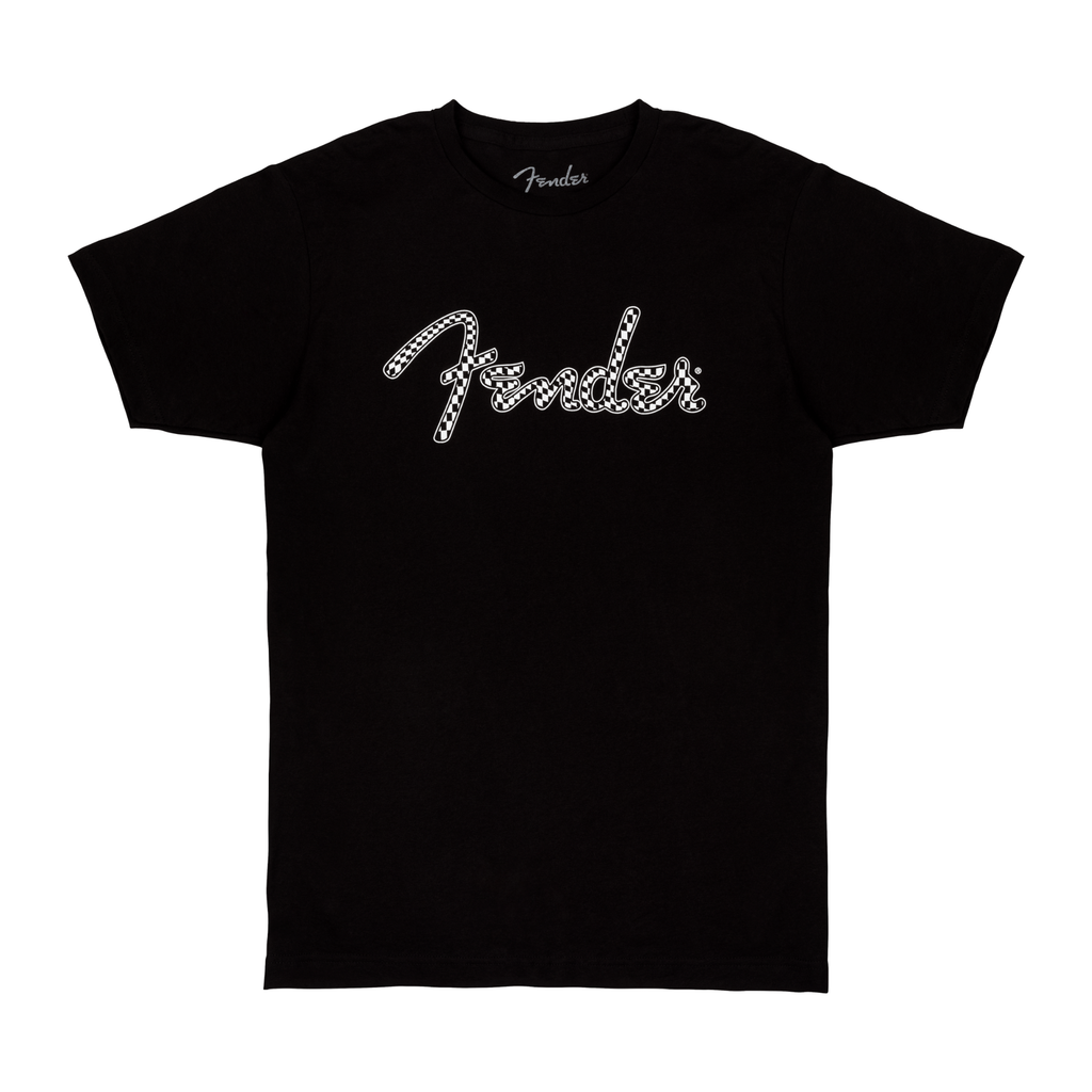 Fender Spaghetti Logo Wavy Checker T-Shirt - B&W Checker (L)
