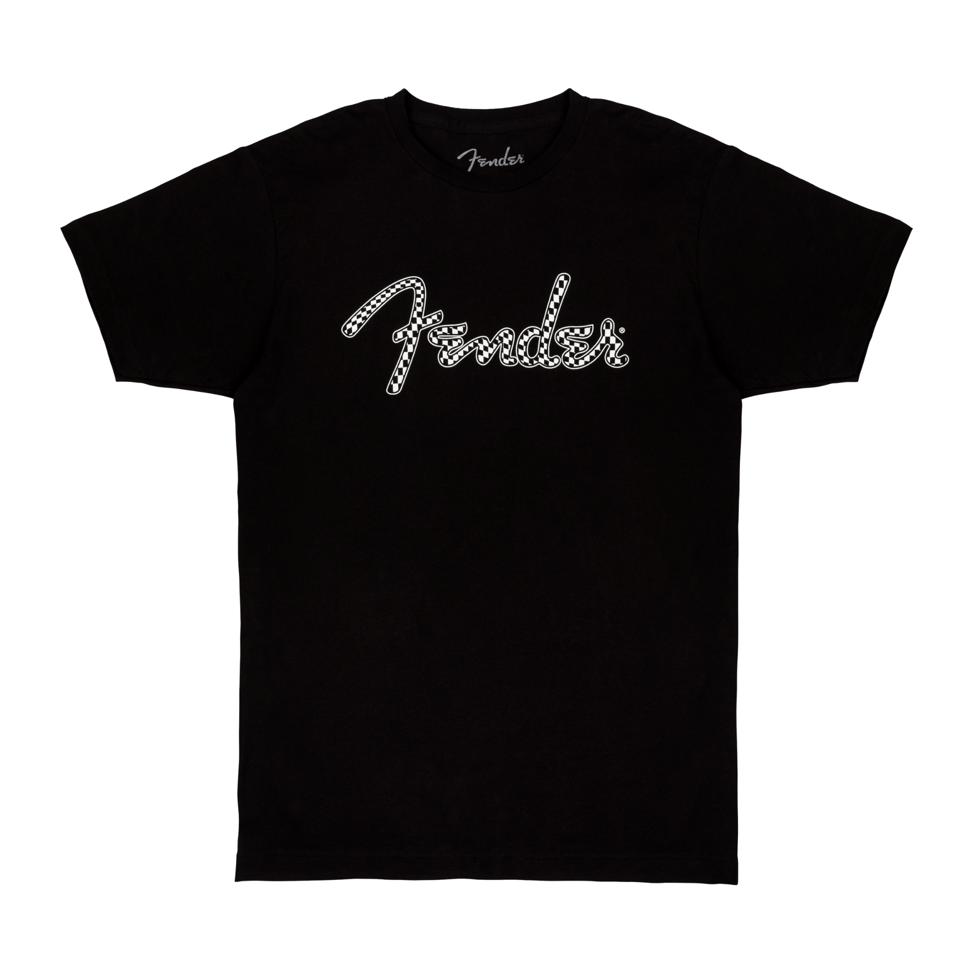 Fender Spaghetti Logo Wavy Checker T-Shirt - B&W Checker (L)
