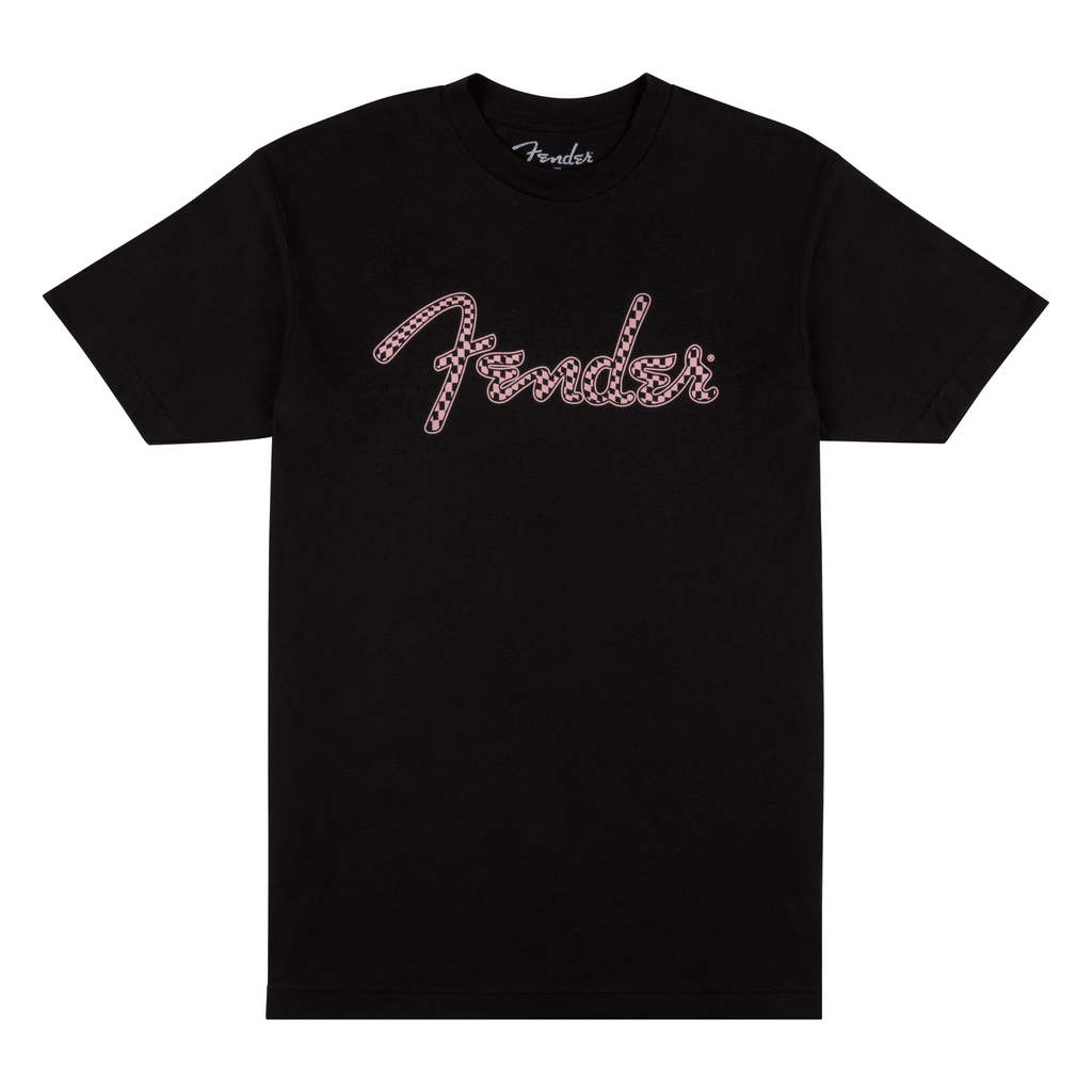 Fender Spaghetti Logo Wavy Checker Tee, Pink Checker, XL
