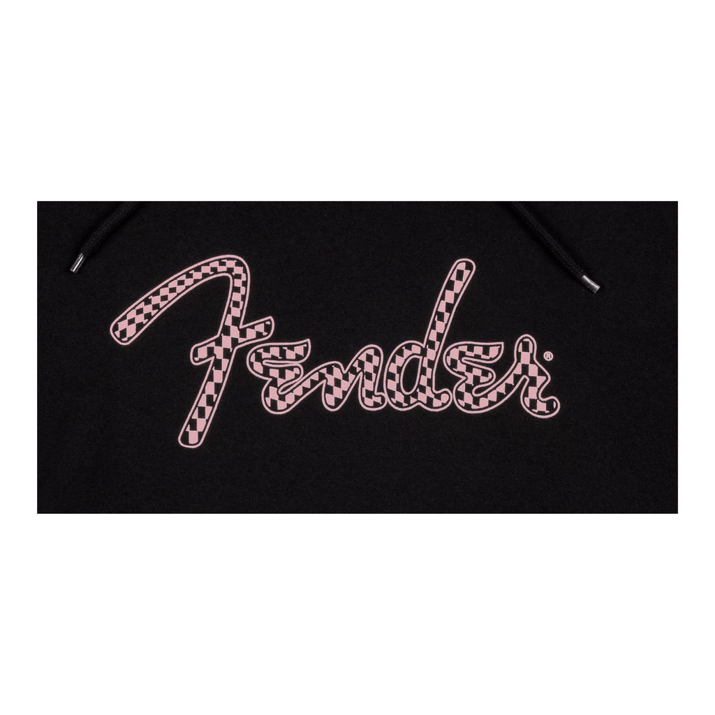 Fender Spaghetti Logo Wavy Checker Hoodie, Pink Checker, XL
