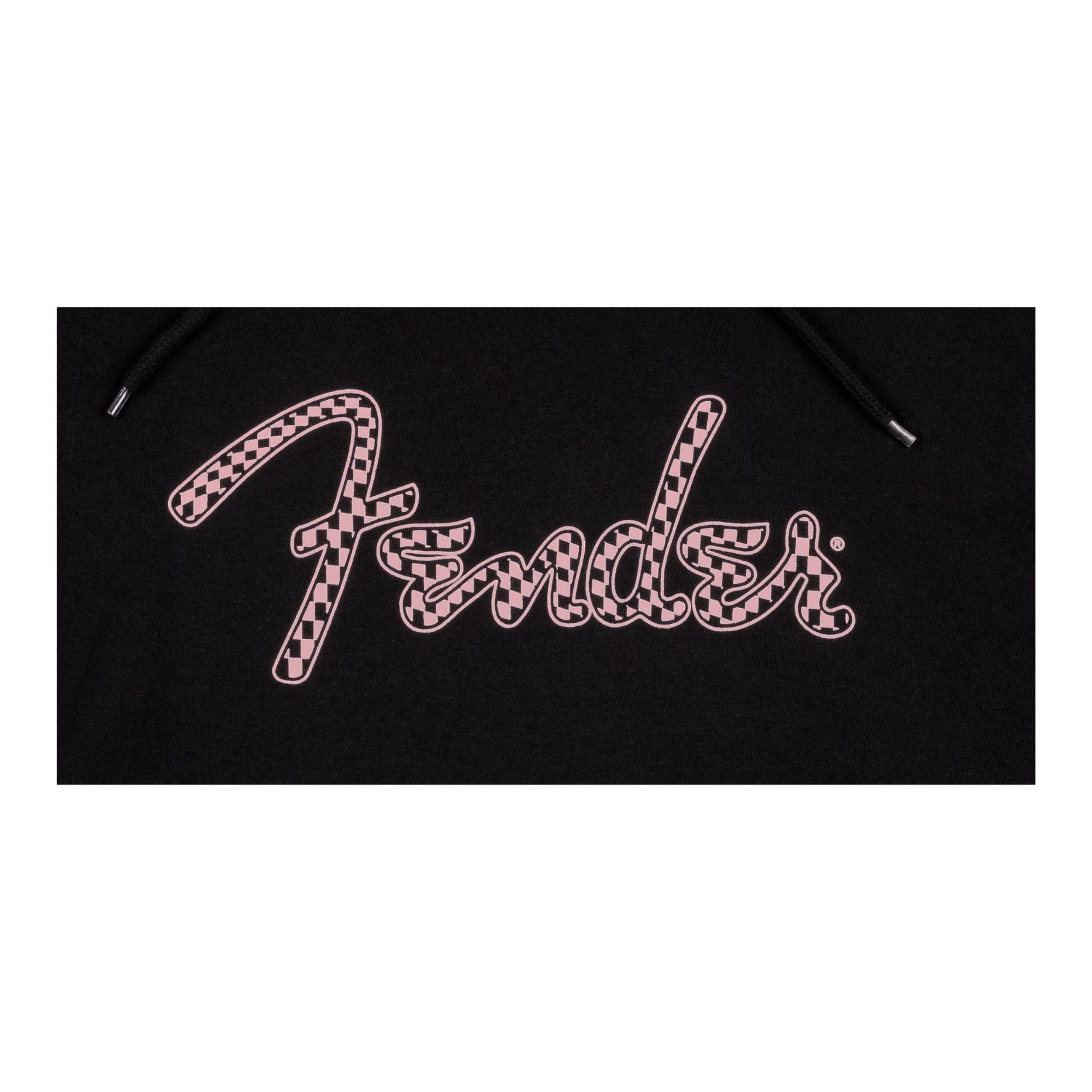 Fender Spaghetti Logo Wavy Checker Hoodie, Pink Checker, XL