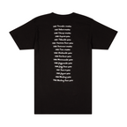 Black Fender Logo Date Back T-shirt in size small, featuring the Fender brand logo on the front, casual gift and novelty apparel