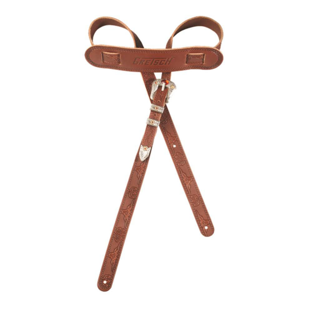 Gretsch Vintage Tooled Leather Guitar Strap in Walnut
