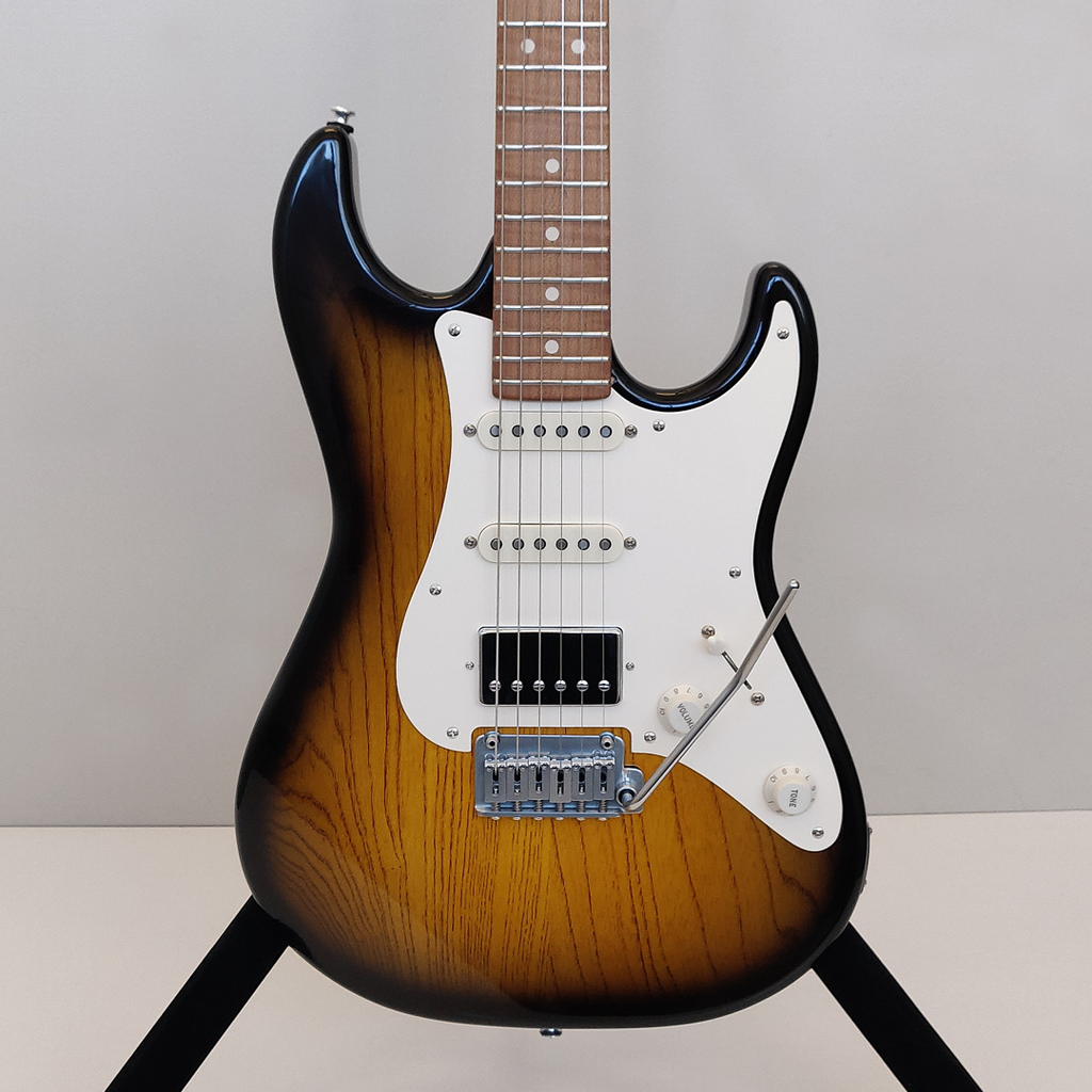 Patrick James Eggle 96-V-HSS-2-TSB Electric Guitar with Swamp Ash Body and 3A Roasted Flame Maple Neck - 2-Tone Sunburst