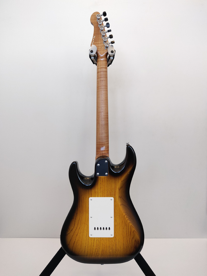 Patrick James Eggle 96-V-HSS-2-TSB Electric Guitar with Swamp Ash Body and 3A Roasted Flame Maple Neck - 2-Tone Sunburst