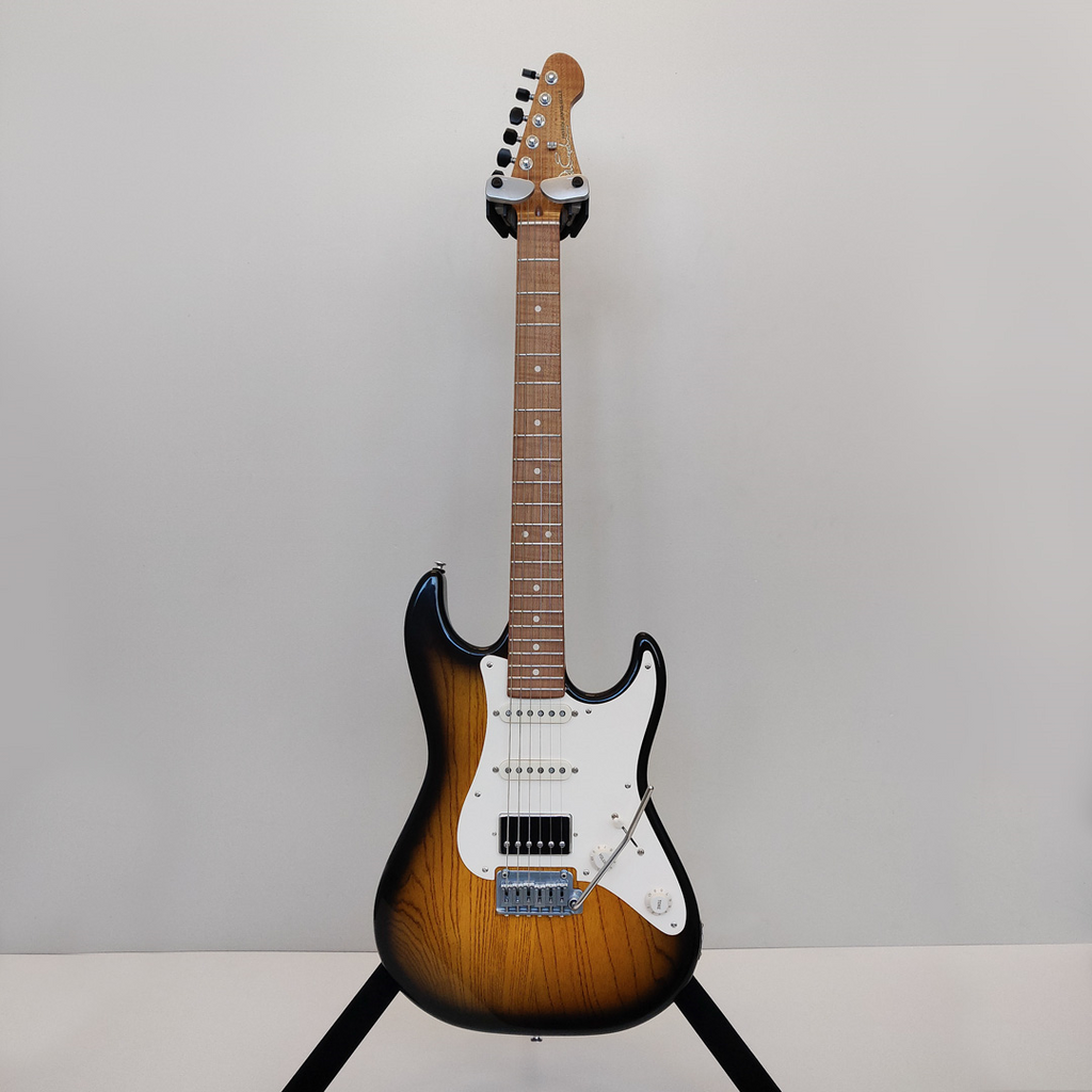 Patrick James Eggle 96-V-HSS-2-TSB Electric Guitar with Swamp Ash Body and 3A Roasted Flame Maple Neck - 2-Tone Sunburst