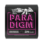 Ernie Ball Paradigm Super Slinky electric guitar strings displayed on a white background.