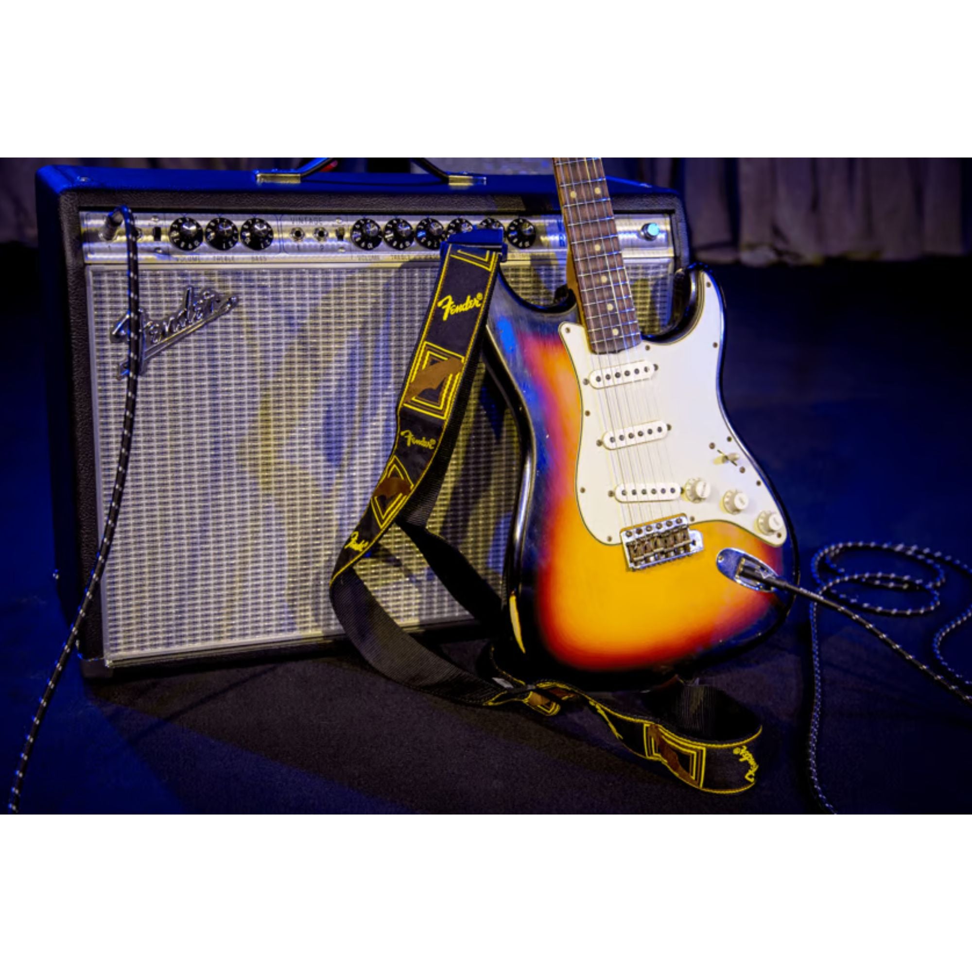Fender Monogrammed 2" Strap - Black/Yellow/Brown