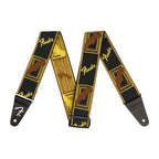 Fender WeighLess Monogrammed 2in Guitar Strap in Black/Yellow/Brown