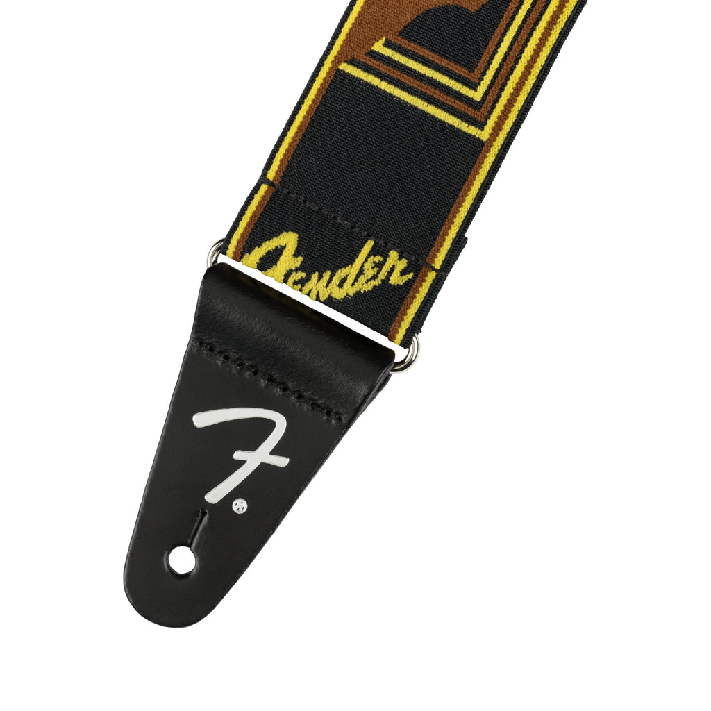 Fender WeighLess Monogrammed 2in Guitar Strap in Black/Yellow/Brown