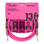 Fender Joe Strummer 13-foot pink leopard guitar cable, instrument lead with colorful design and durable connectors.