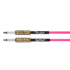 Fender Joe Strummer 13-foot pink leopard guitar lead cable with durable connectors, ideal for electric guitar connections