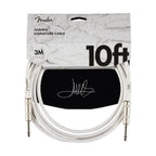 Fender Juanes 10-foot guitar instrument cable in Luna White, showing the white connector and flexible cable for musical instrument use.