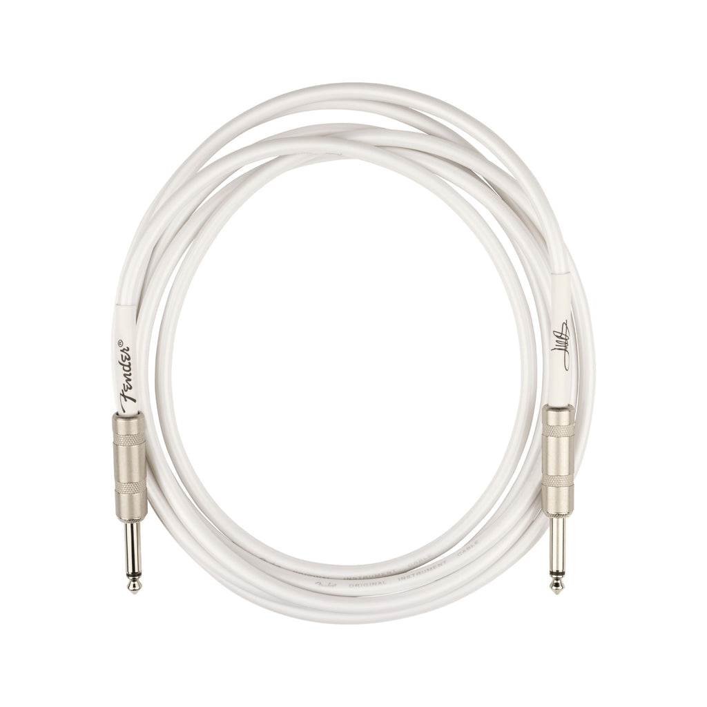 Fender Juanes 10-foot Luna White guitar instrument cable with durable connectors and sleek white design for musical performance.