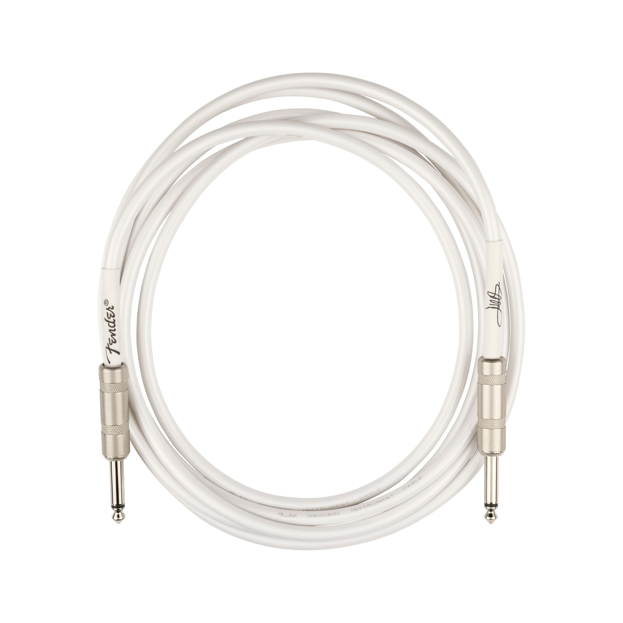 Fender Juanes 10-foot Luna White guitar instrument cable with durable connectors and sleek white design for musical performance.