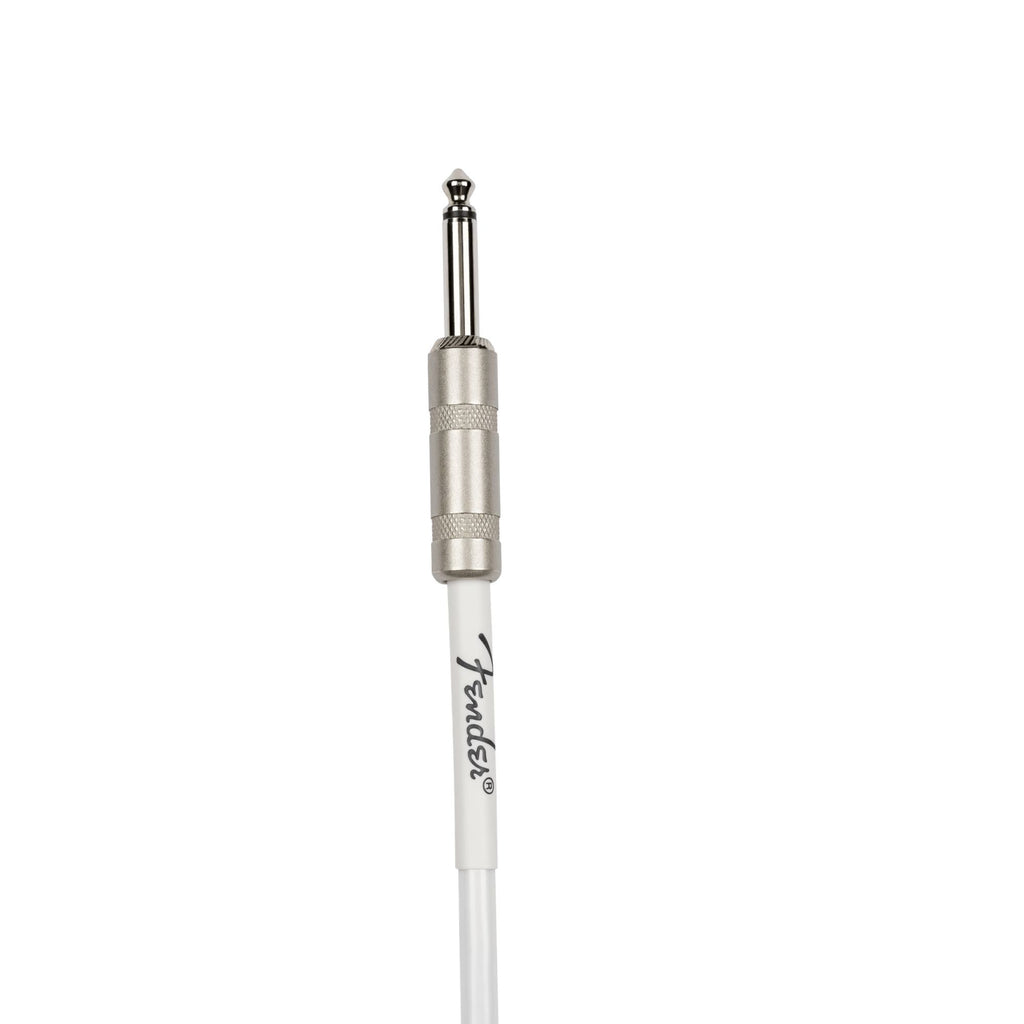 Fender Juanes 10-foot Luna White guitar instrument cable with durable connectors and white rubber coating, ideal for musical performances.