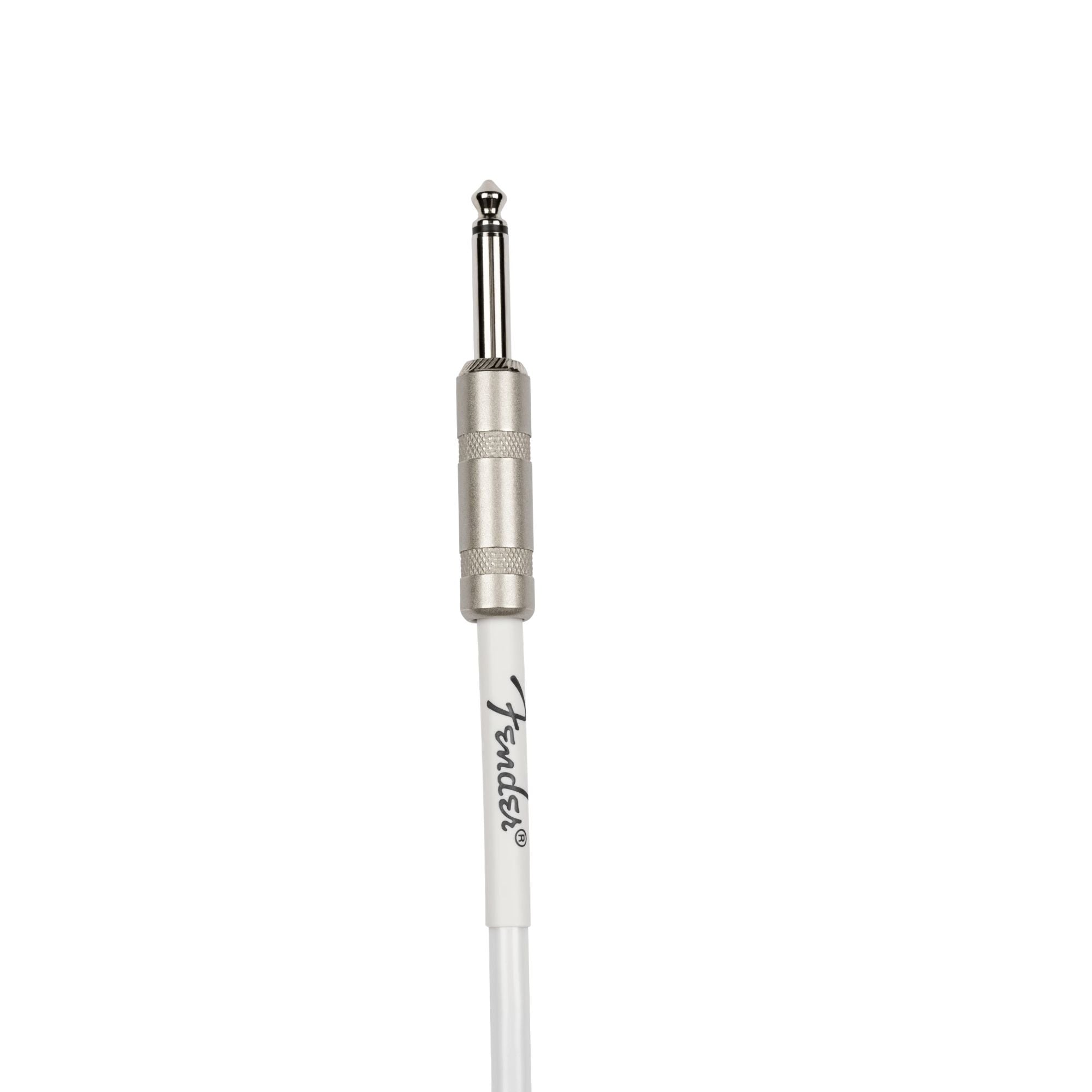 Fender Juanes 10-foot Luna White guitar instrument cable with durable connectors and white rubber coating, ideal for musical performances.
