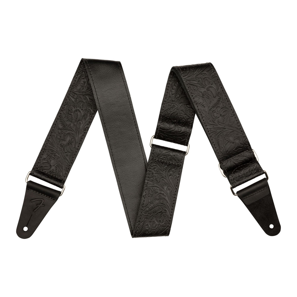 Fender Tooled Leather 2in Guitar Strap in Black
