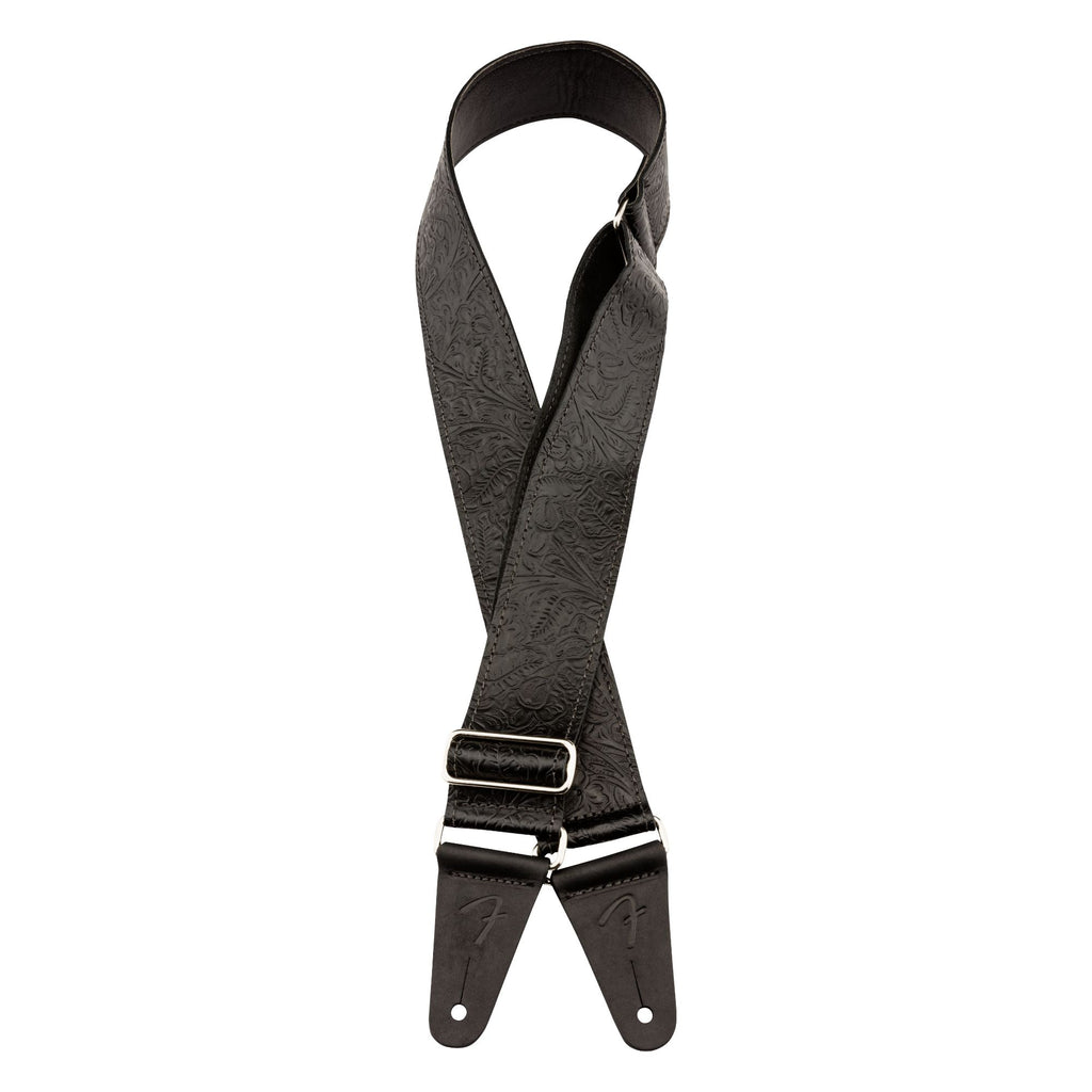 Fender Tooled Leather 2in Guitar Strap in Black