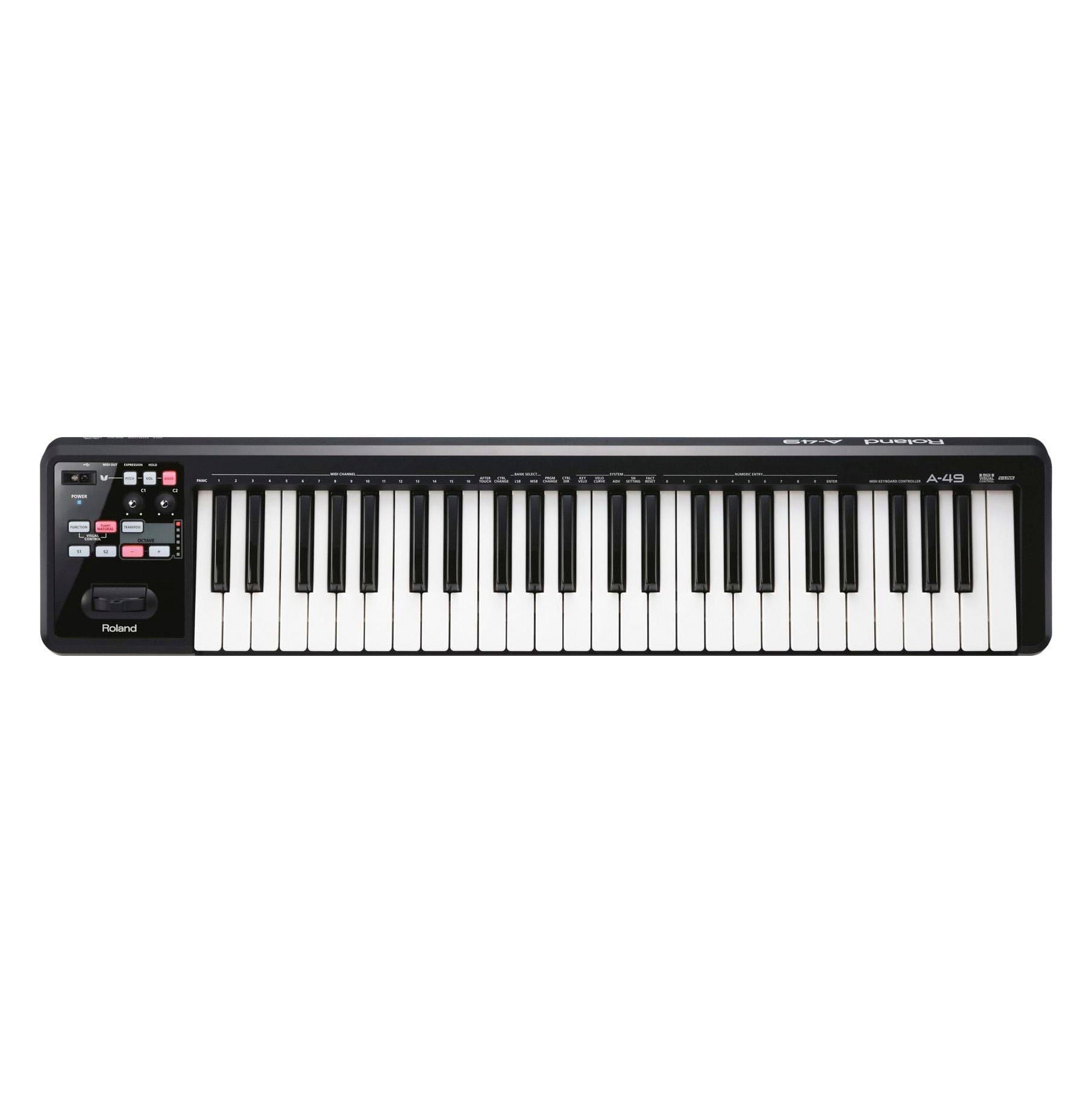 Roland A-49 MIDI Keyboard Controller, Black - 49 Keys (A49)