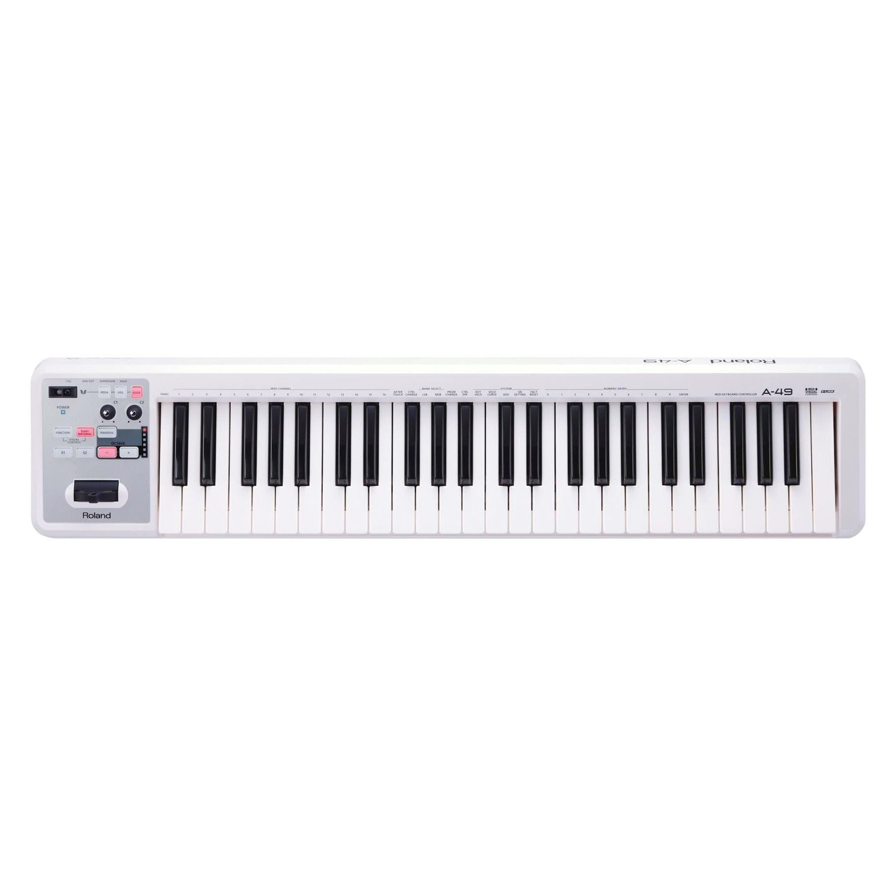 Roland A-49 MIDI Keyboard Controller, White - 49 Keys (A49)