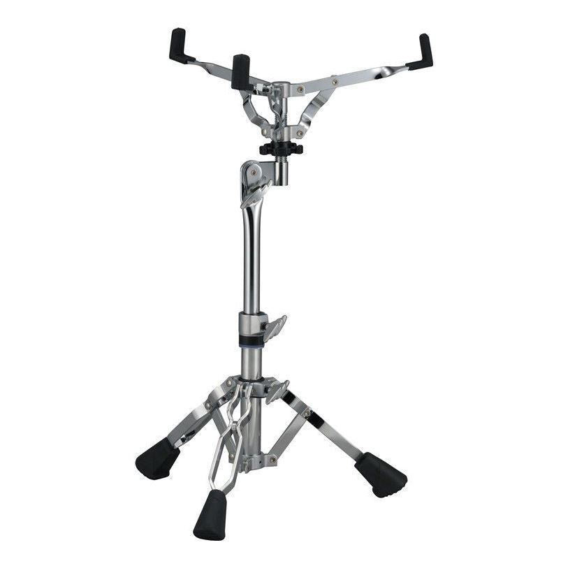 Yamaha SS850 double braced snare drum stand with sturdy metal construction and adjustable height for drum stability.