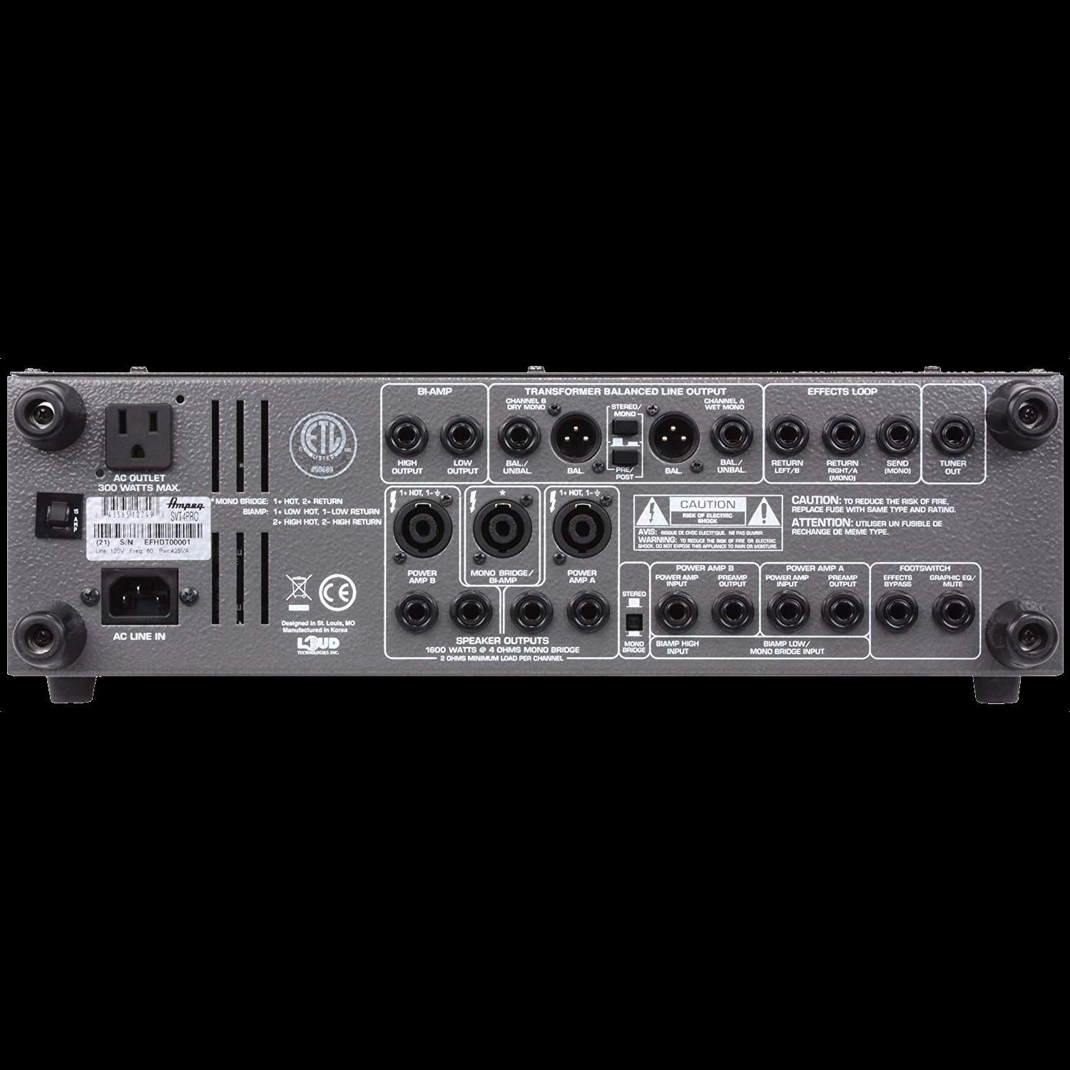 Ampeg SVT-4PRO 1200W Tube Preamp Bass Amplifier Head