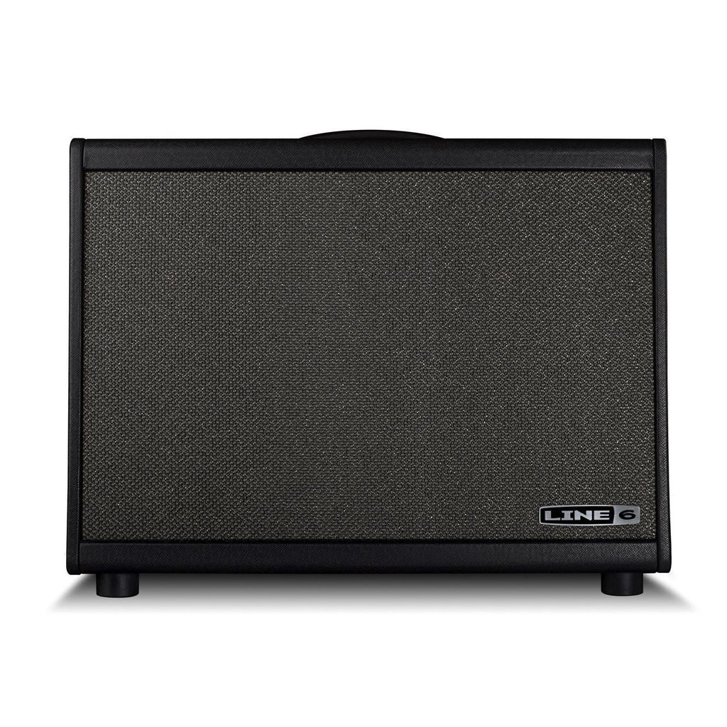 Line 6 Powercab 112 guitar amplifier speaker cabinet with black finish and control panel, designed for musical performance.