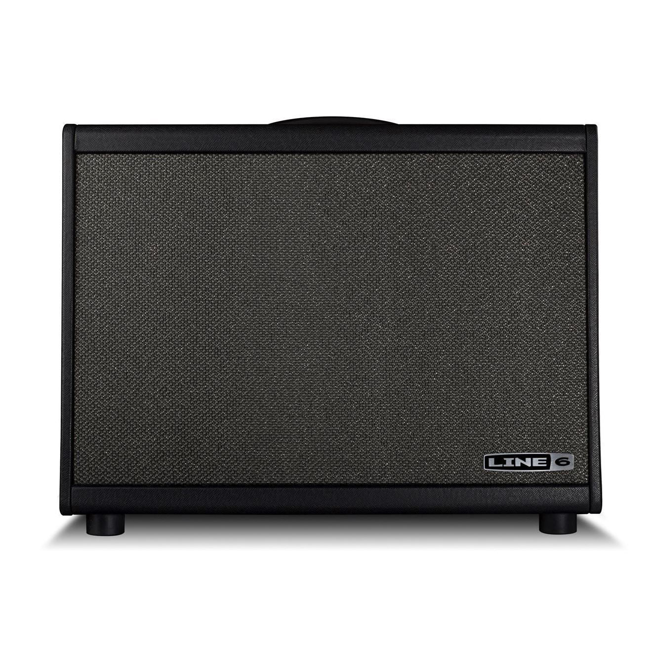 Line 6 Powercab 112 guitar amplifier speaker cabinet with black finish and control panel, designed for musical performance.