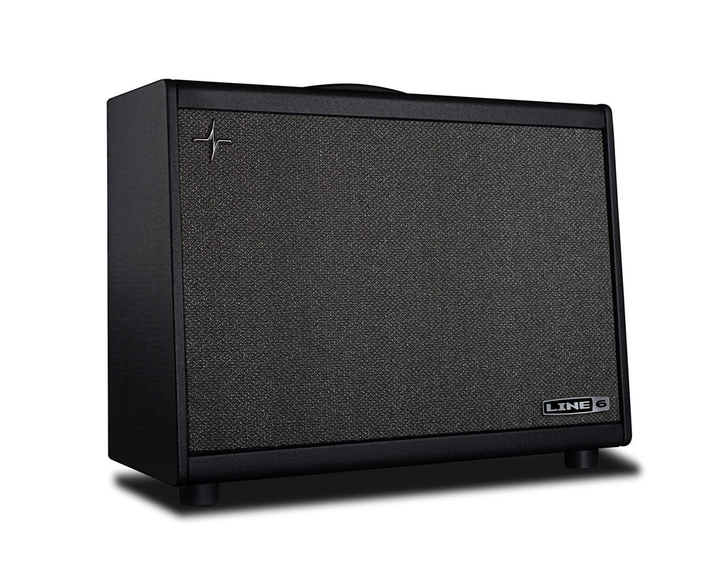 Line 6 Powercab 112 Plus guitar amplifier speaker cabinet with textured black finish and control panel on top.