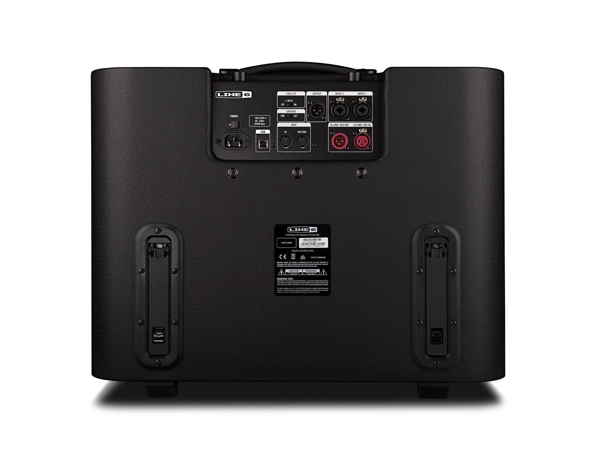 Line 6 Powercab 112 Plus guitar amplifier speaker cabinet with control panel and speaker grille in a studio setting