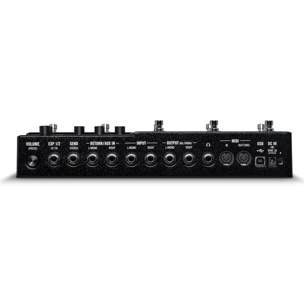 Line 6 HX-STOMP-XL Helix Stomp XL Pro multi-effects pedal with multiple knobs and footswitches on a black background.