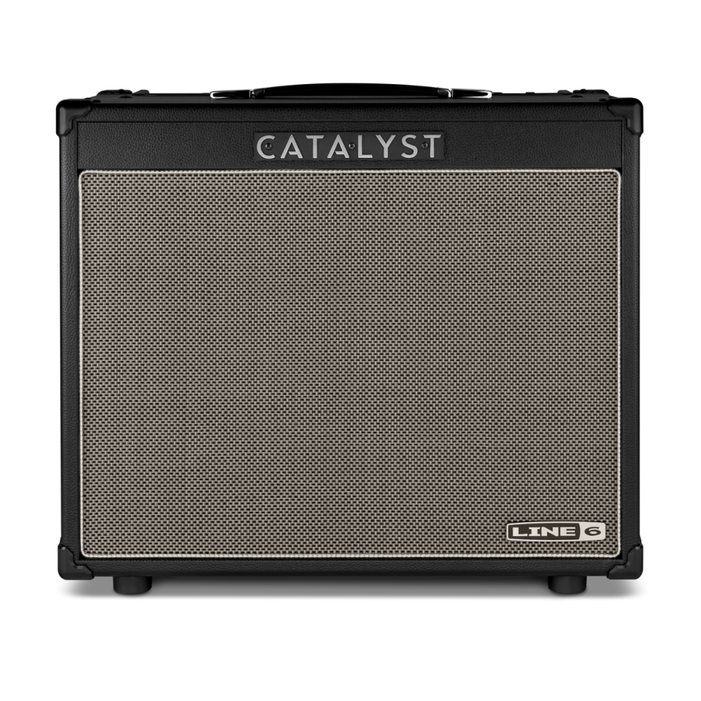 Line 6 Catalyst CX 100 guitar combo amplifier with control knobs and speaker grille, designed for electric guitar sound.
