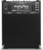 Ampeg Rocket Bass 210 500W bass combo amplifier with two 10-inch speakers, black casing, and control panel on top.