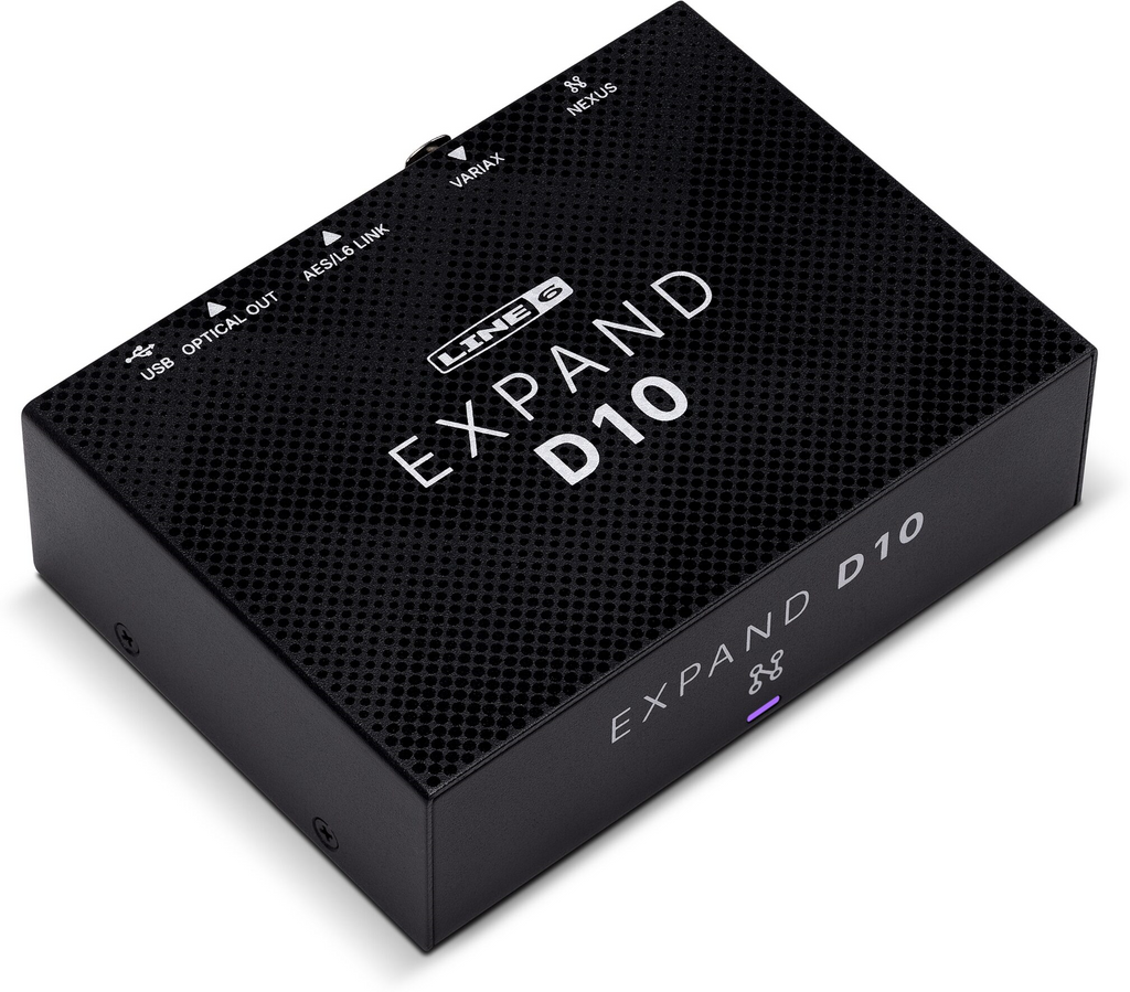 Line 6 Expand D10 digital I/O expansion module for Helix and Stadium guitar effects processors, with multiple input/output ports.