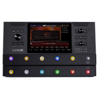 Line 6 Helix Stadium Floor multi-effects processor pedal with multiple control knobs and display screen for guitar effects.