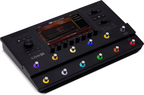 Line 6 Helix Stadium Floor multi-effects processor pedal with footswitches and display screen for guitar effects.