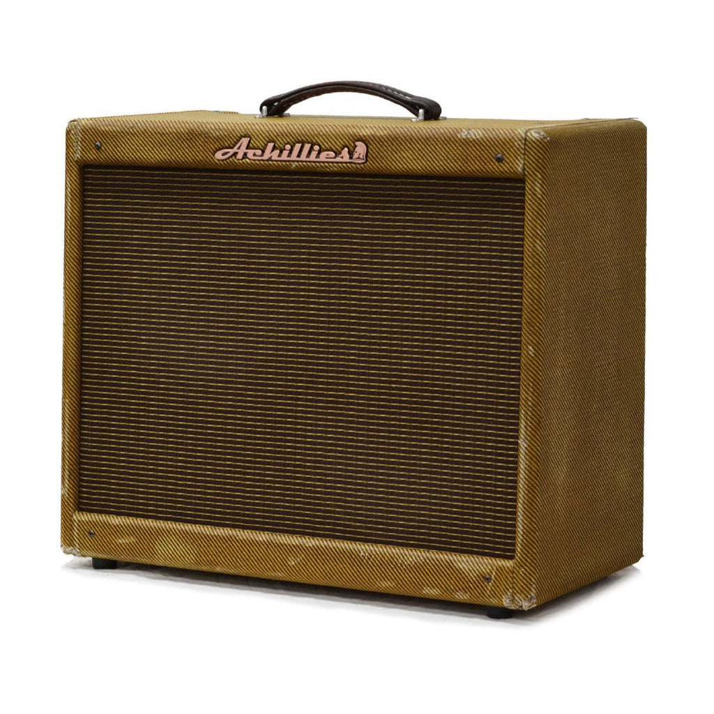 Achillies Apollo S30 Combo Amplifier Authentic Lacquered Aged Tweed Covering - Oxblood/Gold Stripe Tweed Cloth